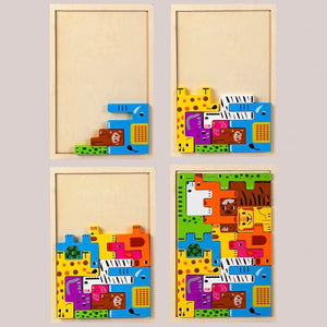 Planet Gates Montessori Animal Characters Transportation wooden puzzle Russian Blocks Cute Animals Puzzle Toys occupation