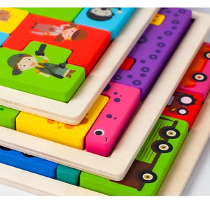 Planet Gates Montessori Animal Characters Transportation wooden puzzle Russian Blocks Cute Animals Puzzle Toys occupation