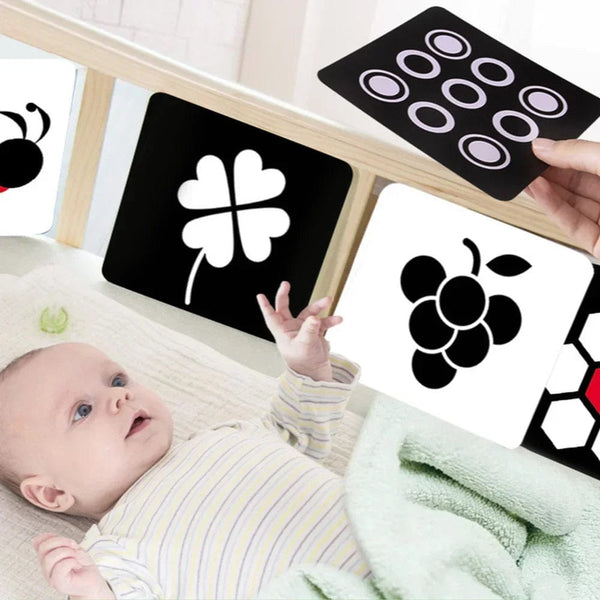 Planet Gates Montessori Baby Visual Stimulation Card Toy High Contrast Visual Stimulation Learning Toys for Baby Black and White Flash Cards