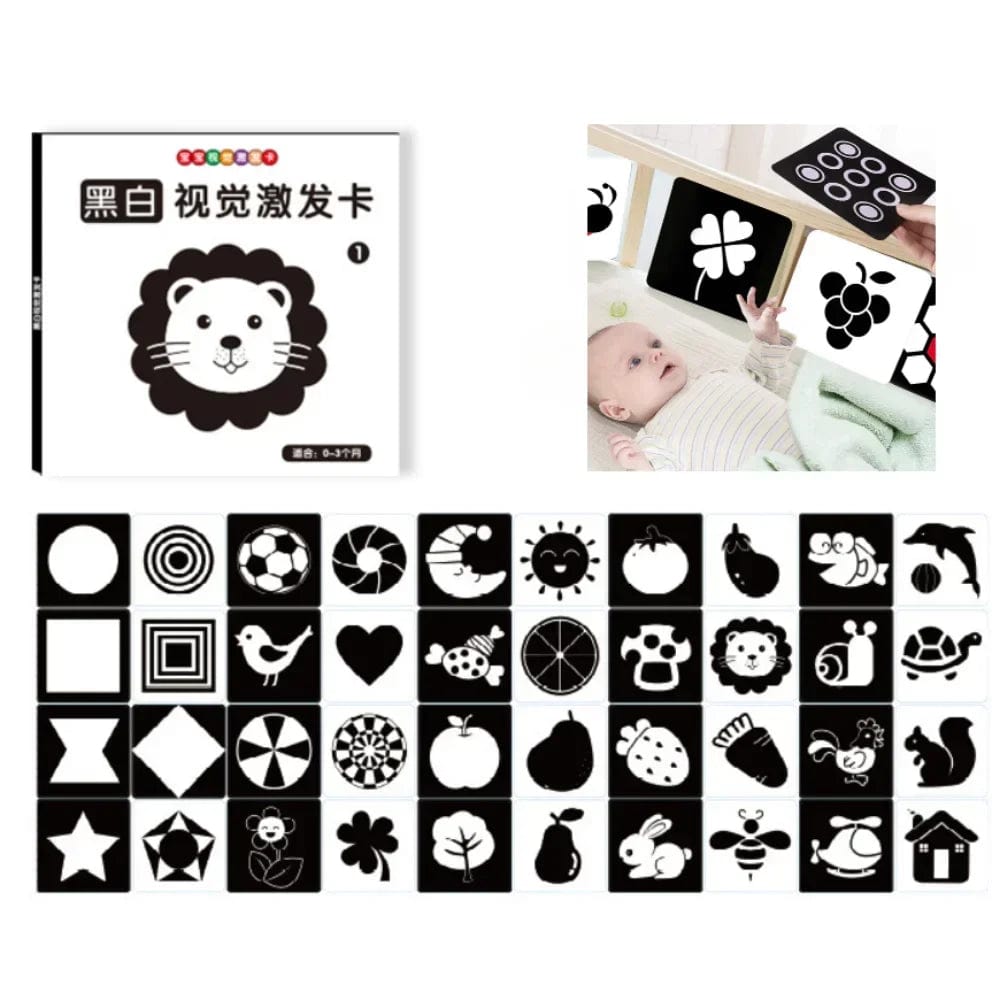 Planet Gates Montessori Baby Visual Stimulation Card Toy High Contrast Visual Stimulation Learning Toys for Baby Black and White Flash Cards
