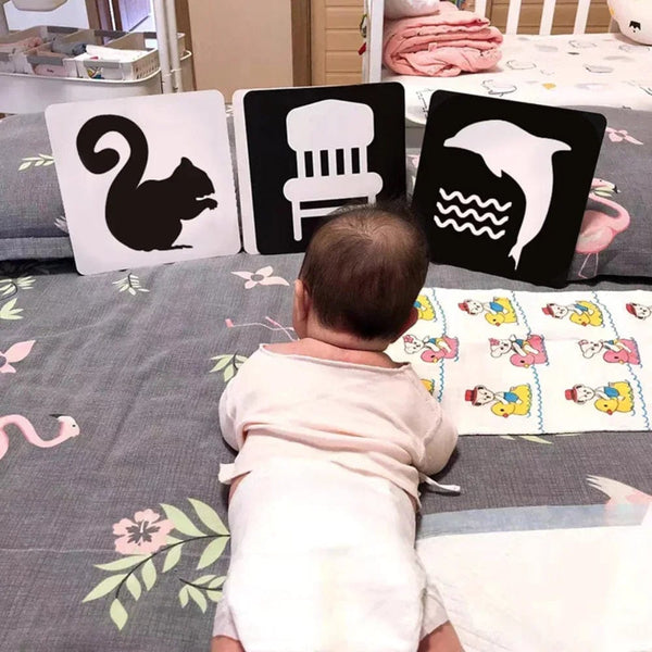 Planet Gates Montessori Baby Visual Stimulation Card Toy High Contrast Visual Stimulation Learning Toys for Baby Black and White Flash Cards