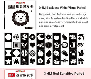 Planet Gates Montessori Baby Visual Stimulation Card Toy High Contrast Visual Stimulation Learning Toys for Baby Black and White Flash Cards