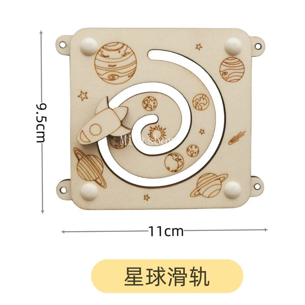 Planet Gates Montessori Busy Board DIY Wood Accessories Early Ball Calculation Bulldozer Castle Helicopter Educational Toy For Children Gifts