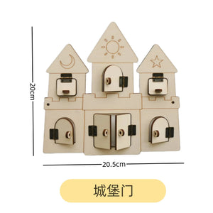 Planet Gates Montessori Busy Board DIY Wood Accessories Early Ball Calculation Bulldozer Castle Helicopter Educational Toy For Children Gifts