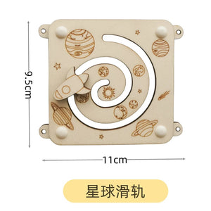 Planet Gates Montessori Busy Board DIY Wood Accessories Early Ball Calculation Bulldozer Castle Helicopter Educational Toy For Children Gifts