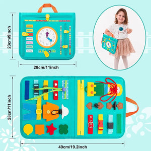 Planet Gates Montessori Busy Board Felt Sensory Board for Toddlers Educational Activity Developing Basic Dress Fine Motor Skills Travel Toys