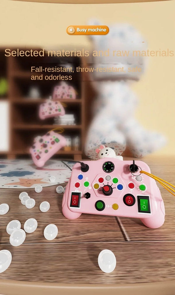 Planet Gates Montessori Busy Board Sensory Toys Cartoon with LED Light Switch Control Board Travel Activities Children Game for 2-4 Years Old