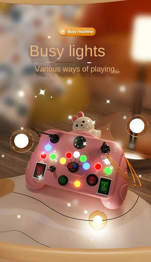 Planet Gates Montessori Busy Board Sensory Toys Cartoon with LED Light Switch Control Board Travel Activities Children Game for 2-4 Years Old
