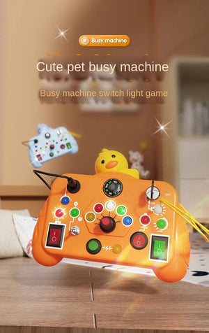 Planet Gates Montessori Busy Board Sensory Toys Cartoon with LED Light Switch Control Board Travel Activities Children Game for 2-4 Years Old