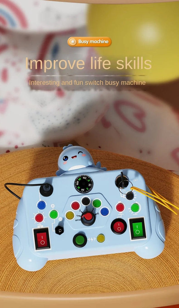 Planet Gates Montessori Busy Board Sensory Toys Cartoon with LED Light Switch Control Board Travel Activities Children Game for 2-4 Years Old