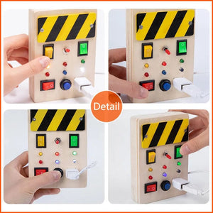 Planet Gates Montessori Busy Board Sensory Toys Wooden With LED Light Switch Control Board Travel Activities Children Games For 2-4 Years Old