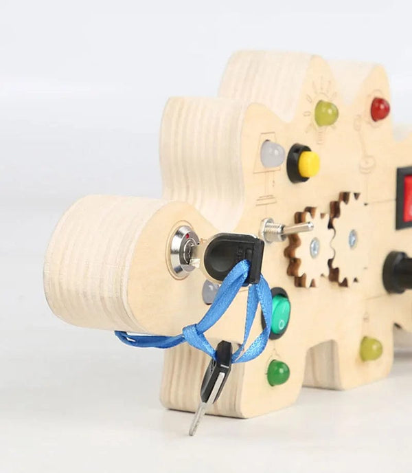 Planet Gates Montessori Busy Board Sensory Toys Wooden With LED Light Switch Control Board Travel Activities Children Games For 2-4 Years Old