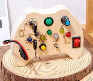 Planet Gates Montessori Busy Board Sensory Toys Wooden With LED Light Switch Control Board Travel Activities Children Games For 2-4 Years Old