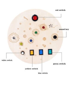 Planet Gates Montessori Busy Board Sensory Toys Wooden With LED Light Switch Control Board Travel Activities Children Games For 2-4 Years Old