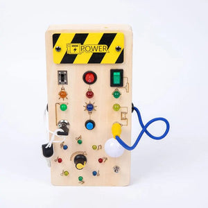 Planet Gates Montessori Busy Board Sensory Toys Wooden With LED Light Switch Control Board Travel Activities Children Games For 2-4 Years Old