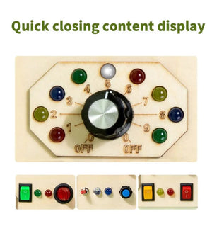 Planet Gates Montessori Busy Board Sensory Toys Wooden With LED Light Switch Control Board Travel Activities Children Games For 2-4 Years Old