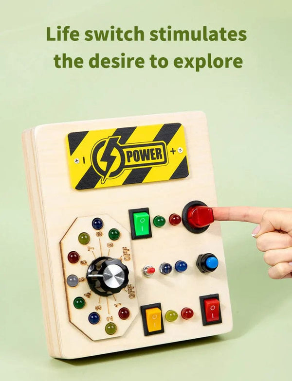 Planet Gates Montessori Busy Board Sensory Toys Wooden With LED Light Switch Control Board Travel Activities Children Games For 2-4 Years Old