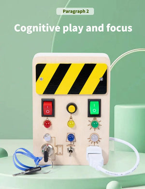 Planet Gates Montessori Busy Board Sensory Toys Wooden With LED Light Switch Control Board Travel Activities Children Games For 2-4 Years Old