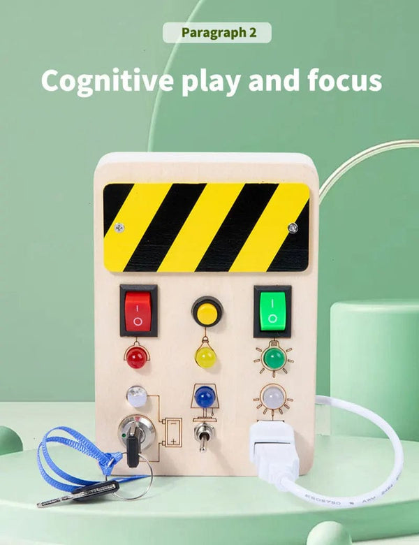 Planet Gates Montessori Busy Board Sensory Toys Wooden With LED Light Switch Control Board Travel Activities Children Games For 2-4 Years Old