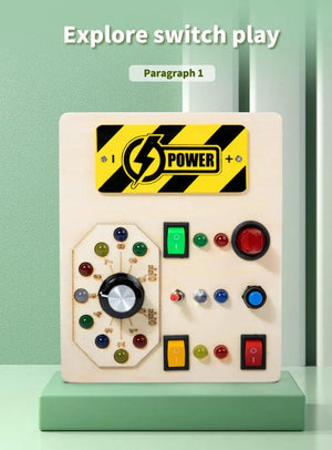 Planet Gates Montessori Busy Board Sensory Toys Wooden With LED Light Switch Control Board Travel Activities Children Games For 2-4 Years Old