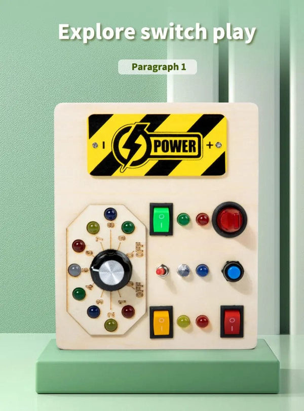 Planet Gates Montessori Busy Board Sensory Toys Wooden With LED Light Switch Control Board Travel Activities Children Games For 2-4 Years Old