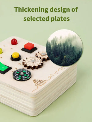 Planet Gates Montessori Busy Board Sensory Toys Wooden With LED Light Switch Control Board Travel Activities Children Games For 2-4 Years Old