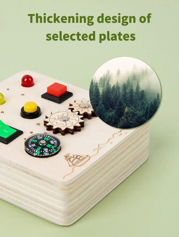 Planet Gates Montessori Busy Board Sensory Toys Wooden With LED Light Switch Control Board Travel Activities Children Games For 2-4 Years Old