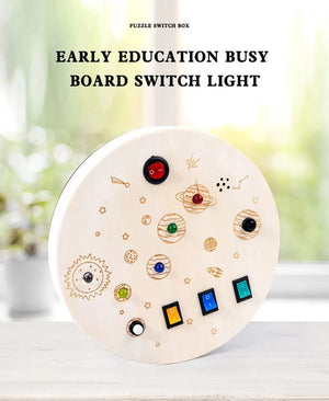 Planet Gates Montessori Busy Board Sensory Toys Wooden With LED Light Switch Control Board Travel Activities Children Games For 2-4 Years Old