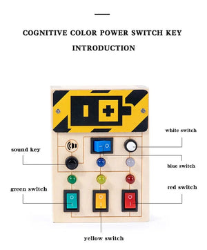 Planet Gates Montessori Busy Board Sensory Toys Wooden With LED Light Switch Control Board Travel Activities Children Games For 2-4 Years Old
