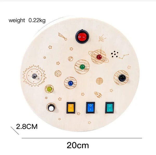 Planet Gates Montessori Busy Board Sensory Toys Wooden With LED Light Switch Control Board Travel Activities Children Games For 2-4 Years Old