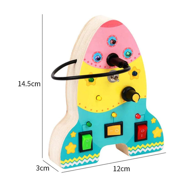 Planet Gates Montessori Busy Board Sensory Toys Wooden With LED Light Switch Control Board Travel Activities Children Games For 2-4 Years Old