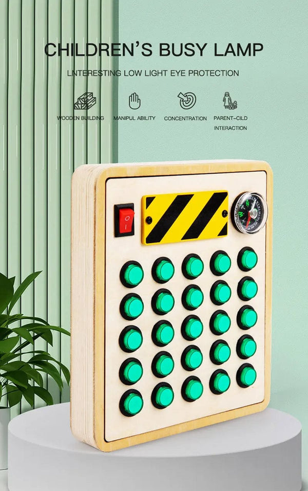 Planet Gates Montessori Busy Board Sensory Toys Wooden With LED Light Switch Control Board Travel Activities Children Games For 2-4 Years Old