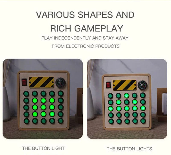 Planet Gates Montessori Busy Board Sensory Toys Wooden With LED Light Switch Control Board Travel Activities Children Games For 2-4 Years Old