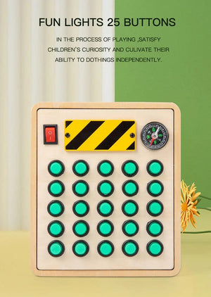 Planet Gates Montessori Busy Board Sensory Toys Wooden With LED Light Switch Control Board Travel Activities Children Games For 2-4 Years Old