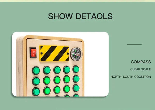 Planet Gates Montessori Busy Board Sensory Toys Wooden With LED Light Switch Control Board Travel Activities Children Games For 2-4 Years Old