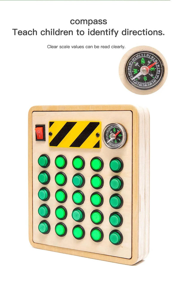 Planet Gates Montessori Busy Board Sensory Toys Wooden With LED Light Switch Control Board Travel Activities Children Games For 2-4 Years Old