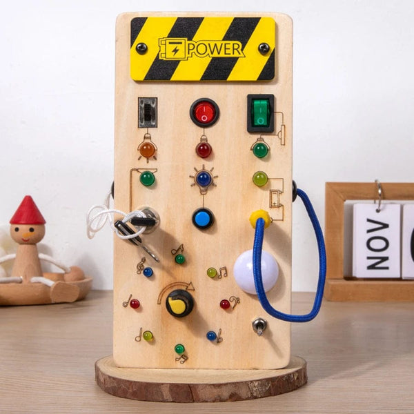 Planet Gates Montessori Busy Board Sensory Toys Wooden With LED Light Switch Control Board Travel Activities Children Games For 2-4 Years Old