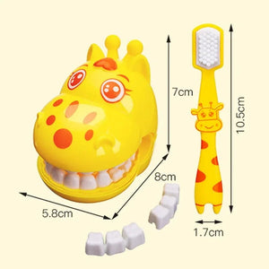Planet Gates Montessori Educational Toys Cute Giraffe Dental Doctor Role-playing Games Tooth Brush Pretend Play Kids Toys for Children Gifts