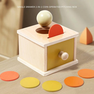 Planet Gates Montessori Infant Wooden Toys Target Box Rolling Drum Color Shape Cognition Match Educational Sensory Baby Teaching Aid Gifts