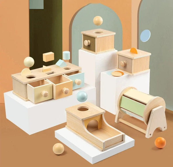 Planet Gates Montessori Infant Wooden Toys Target Box Rolling Drum Color Shape Cognition Match Educational Sensory Baby Teaching Aid Gifts