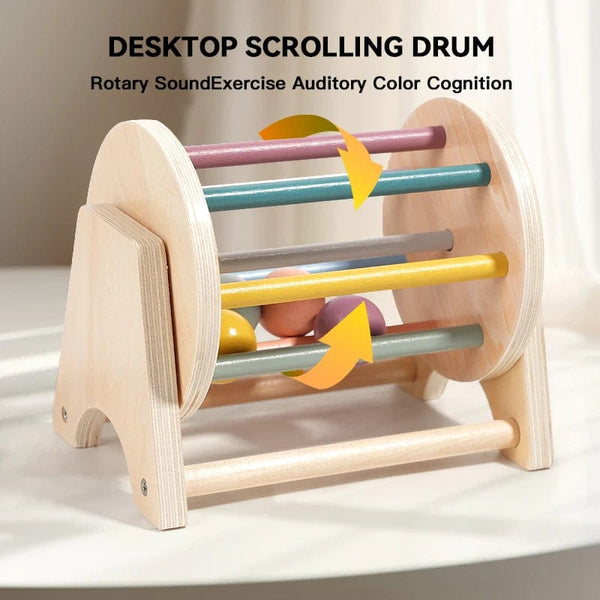 Planet Gates Montessori Infant Wooden Toys Target Box Rolling Drum Color Shape Cognition Match Educational Sensory Baby Teaching Aid Gifts