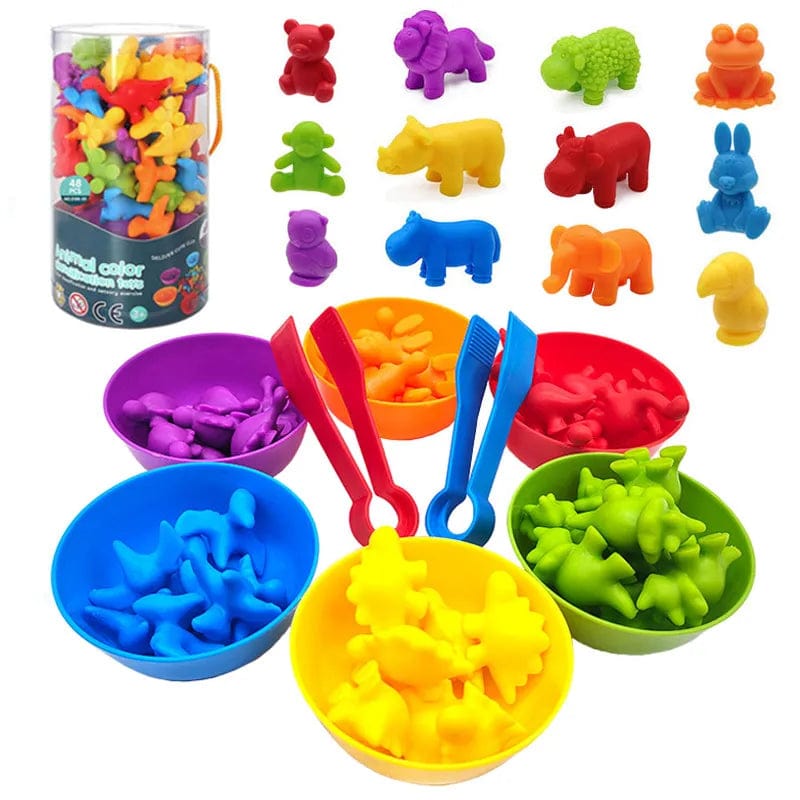 Planet Gates Montessori Material Rainbow Counting Bear Math Toys Animal Dinosaur Color Sorting Matching Game Children Educational Sensory Toy