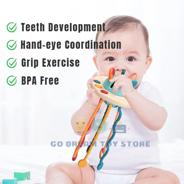Planet Gates Montessori Sensory Development Baby Toys Pull String Finger Grasp Training Early Learning Education Toys Teething BPA Free 1-3Y
