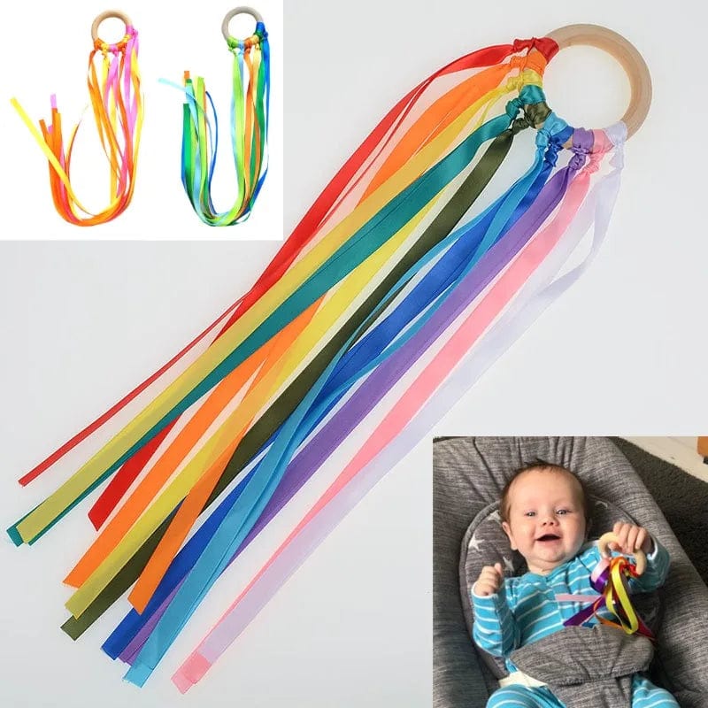 Planet Gates Montessori Style Sensory Toy BPA-free Non-toxic Baby Ribbon Ring Newborns Upwards Develop Colour Recognition Sensory Toy