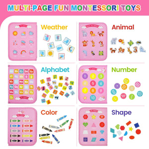 Planet Gates Montessori Toddler Busy Board Educational Activity for Basic Dress Motor Skills Baby Learning Toys for Travel