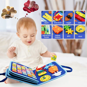 Planet Gates Montessori Toddler Busy Board Educational Activity for Basic Dress Motor Skills Baby Learning Toys for Travel