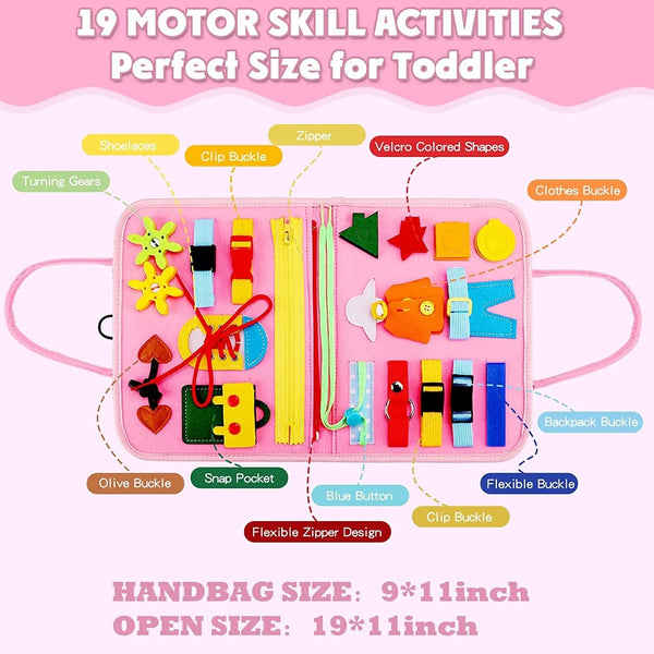Planet Gates Montessori Toddler Busy Board Educational Activity for Basic Dress Motor Skills Baby Learning Toys for Travel