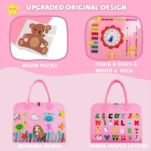 Planet Gates Montessori Toddler Busy Board Educational Activity for Basic Dress Motor Skills Baby Learning Toys for Travel