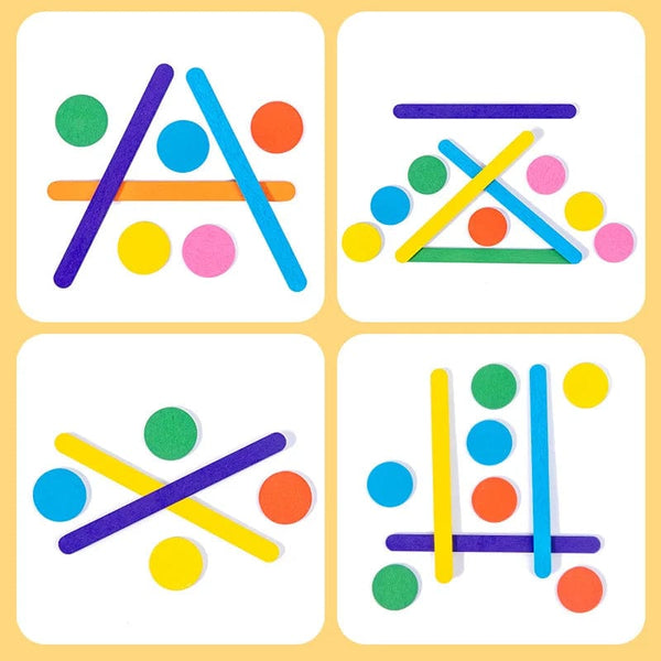Planet Gates Montessori Toy Kids Sensory Logical Thinking Challenge Table Games Rainbow Stick Puzzle Children Educational Wooden Toys