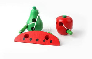 Planet Gates Montessori Toy Worm Eat Fruit Wooden Puzzle Toy Kids Fingers Flexible Training Twisting Worm Educational Toys for Children Gifts